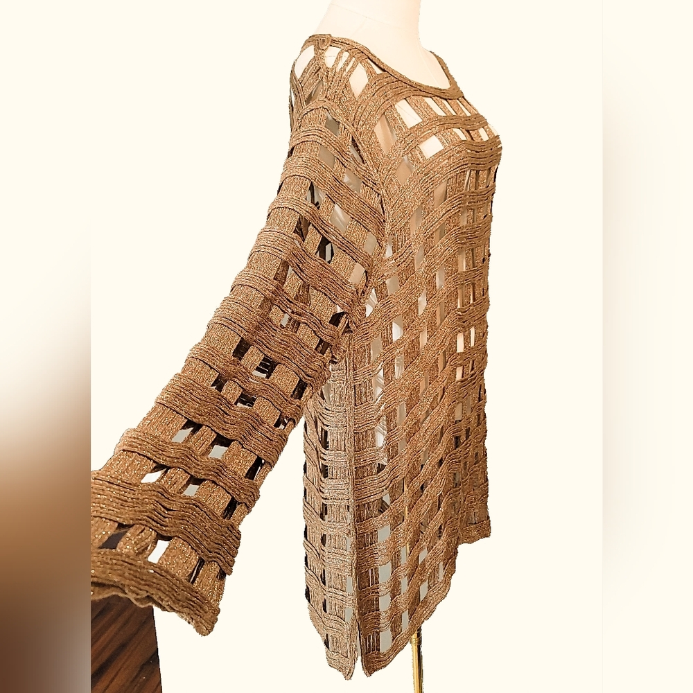 Chico's Tan Open Weave Tunic - Picture 4 of 7